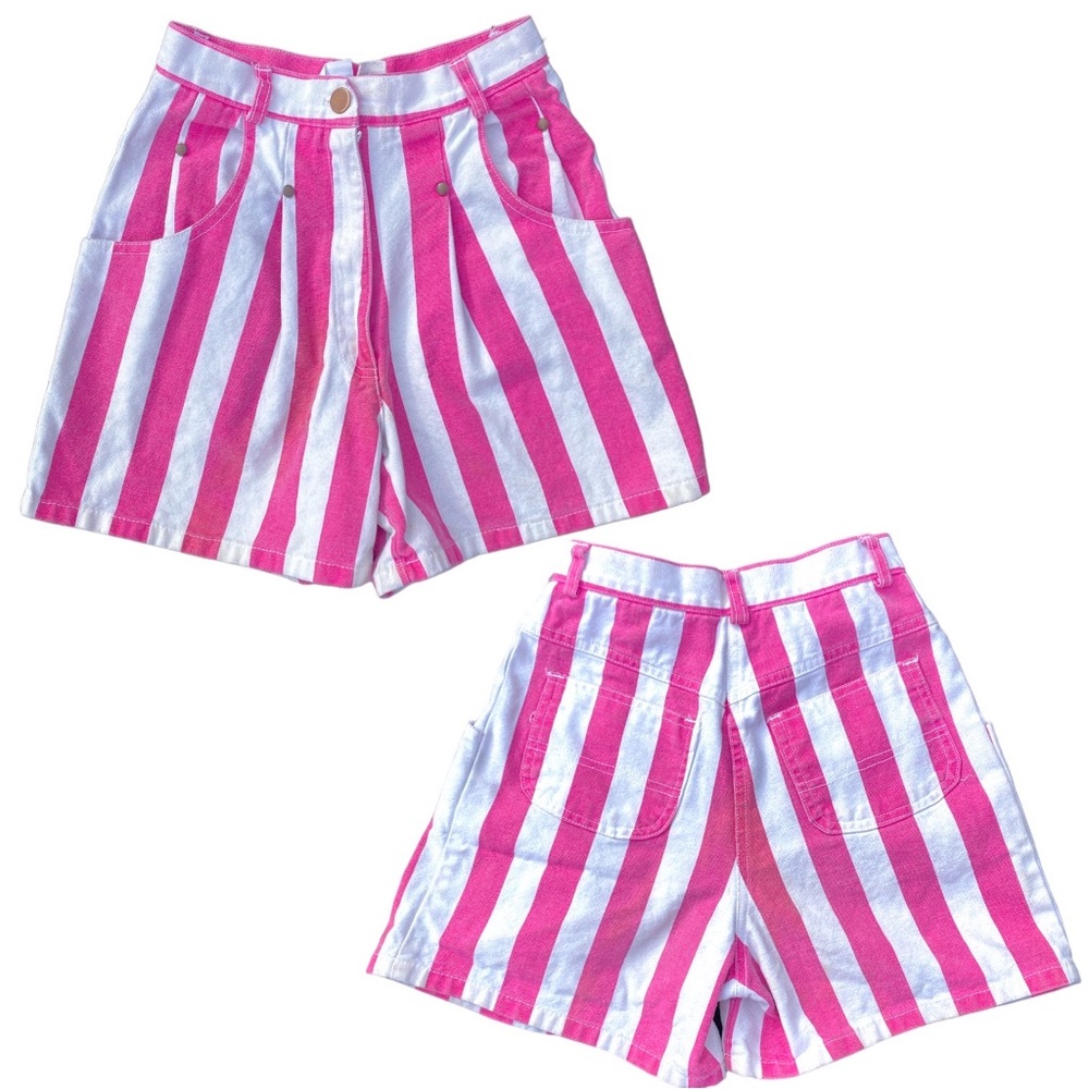 Vintage pink and white striped shorts